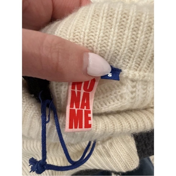 NakedCashmere x NONAME Zip Black Cashmere Sweater Ivory S NWT - Picture 7 of 10